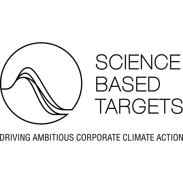 Logo der Kreislaufwirtschaft links, Text der wissenschaftsbasierten Ziele rechts, Tagline Driving Ambitious Corporate Climate Action unten.
