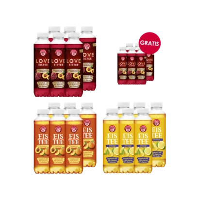 Eistee Probierpaket + gratis Granatapfel-Pfirsich (12l)